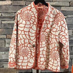 Artisan Stylish Orange and Cream Women's Jacket - Trimdin Size Large Reversible